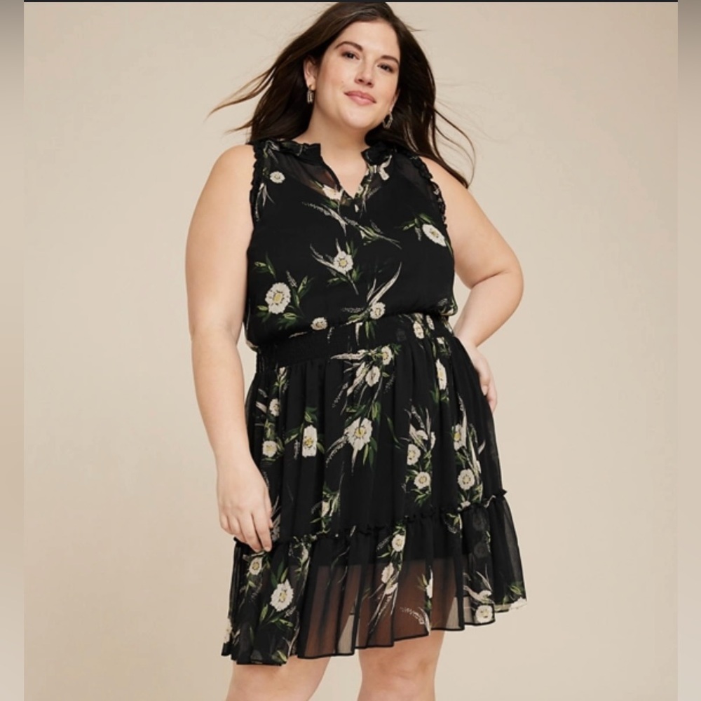 NWOT Maurice’s Floral Ruffle Trim Skater Dress